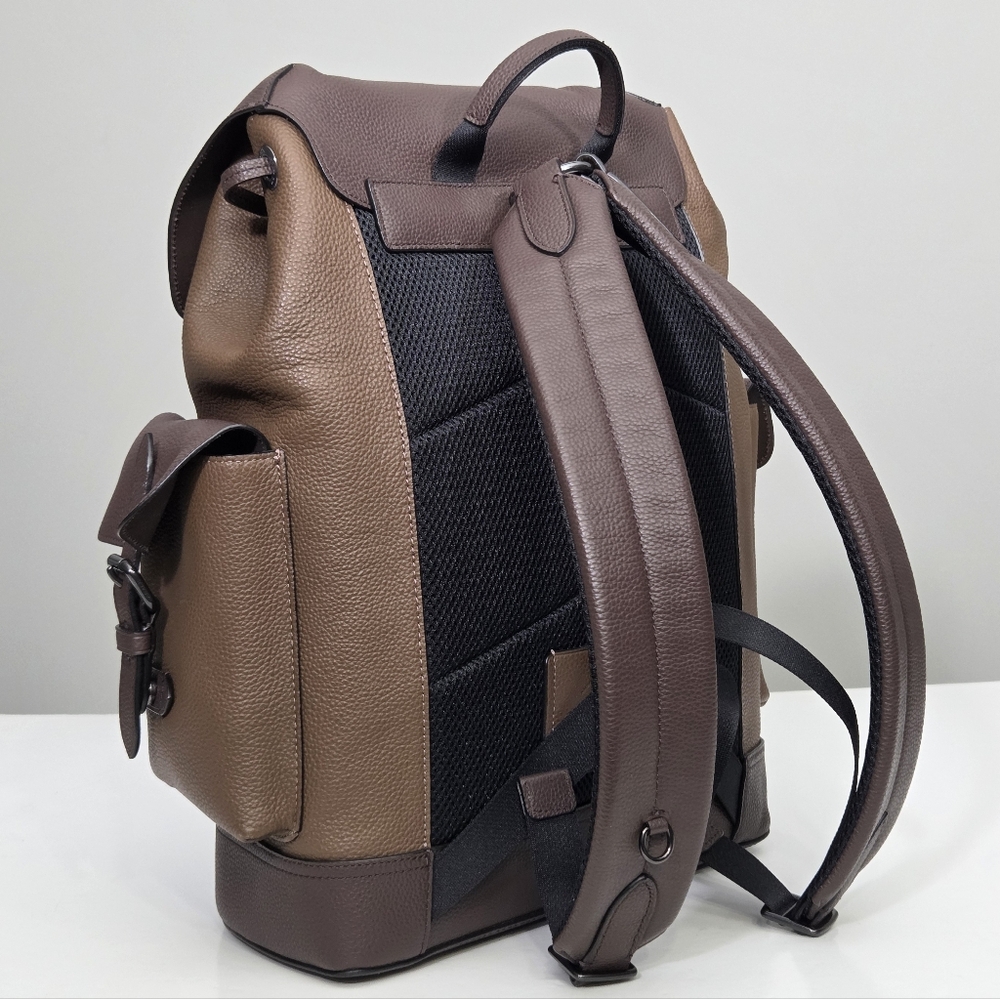 LIKE NEW COACH HUDSON BACKPACK BAG IN COLORBLOCK - GUNMETAL TOBACCO MAHOGANY - Picture 6 of 9